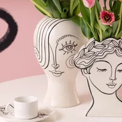 KARE Favola Lady vaza, višina 30 cm, keramika, črna/bela - Dnevna soba/jedilnica - Dizajn - bela, črna