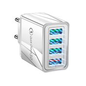 4x USB 3.0 hitri polnilec 220V z LED 3.1A siv