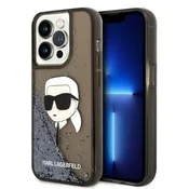Karl Lagerfeld Ovitek Karl Lagerfeld Liquid Glitter NFT Karls Head za iPhone 14 Pro Max (črn)