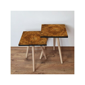 Hanah Home Sklapajuci Stocic 2 Komada 2SHP379 - Braon