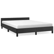 Vidaxl Posteljni okvir z vzglavjem brez vzmetnice črn 140x200 cm