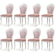 Casa Padrino luxury baroque dining chair set of 8 with elegant pattern pink/white - Baroque style kitchen chairs - Magnificent luxury dining room furniture in baroque style