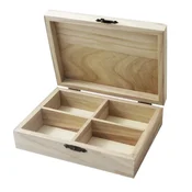 Lesena škatlica s 4 predelki Pentart 14 x 10 x 3,5 cm - poln pokrov