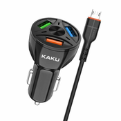 Kaku avtopolnilec KSC-493 3.0 QC s kablom 1m Micro USB - črn