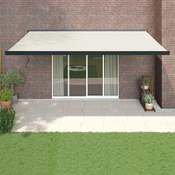 Greatstore Zložljiva tenda krem 5x3 m blago in aluminij