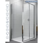 CONCEPT Tuš kabina Atlas, Providno staklo 6mm, Srebrni ram, 120x90x195cm