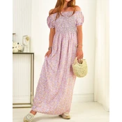 Resti Purple womens maxi dress with floral print- Clothing