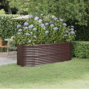 Povišena vrtna gredica od pocincanog celika 224x80x68 cm smedi