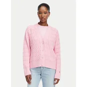Tommy Hilfiger Pletena jopica Mid Gg Cable WW0WW50078 Svetlo rožnata Regular Fit