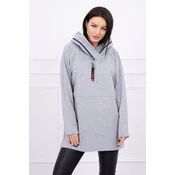 Tunic with zipper on hood Oversize gray