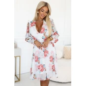 388-3 FRANCES chiffon wrap dress with long sleeves - mallows