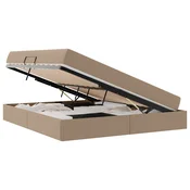 Krevet s madracem i skladištem 2 pcs Boja cappuccina Koža