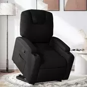 Vidaxl vidaXL Dvižni naslanjač, črne barve, oblazinjenje iz blaga
