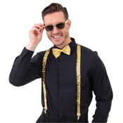 Party set očala, metuljček in naramnice zlate z bleščicami