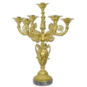 Casa Padrino luxury baroque table candle holder gold/black 61.5 x 61.5 x H. 82 cm - Magnificent bronze candle holder in baroque style - Baroque decorative accessories - Baroque furniture
