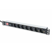 DIGITUS 19 Steckdosenleiste - 7 Abgriffe - 1HE - 250VAC - 50/60Hz - 16A - 4000W - Mit Schalter & Überspannungsschutz - Für 19 Zoll Netzwerk- und Serverschränke