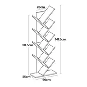 Songmics Knjižna polica 9-nadstropna v obliki drevesa 25x50x1415 cm rjava