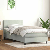 vidaXL vidaXL Box spring postelja z vzmetnico Svetlo siva 80x210 cm žamet, (21792637)