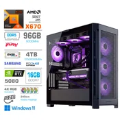 Računalnik MEGA TWR S11 R9-9950X3D/RTX5080/96GB-DDR5/4TB-4.0/1050W/Win11Home/črna RGB + Estetski napajalni kabli [Vijolična/Črna]