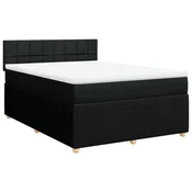 Vidaxl Box spring posteljni z vzmetnico črn 140x190 cm blago