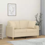 Dvosjed s ukrasnim jastucima krem 120 cm od tkanine