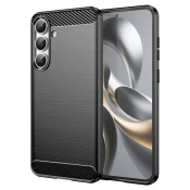 TPU gel ovitek Brushed Carbon za Samsung Galaxy S25 FE - črn