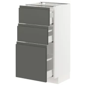 METOD / MAXIMERA Podni ormaric s 3 fioke, bela/Voxtorp tamnosiva, 40x37 cm
