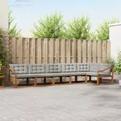 Set vanjskih sofa s jastukom 6 pcs Prirodna i svijetlo siva