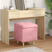 vidaXL Shranjevalna tabureta z blazino Roza 40 x 40 x 45 cm Žamet