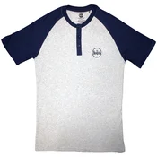 The Beatles Mini Drum Logo (3 Button Collar) Raglan Grey & Navy Blue XL Majica