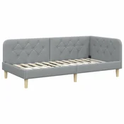 Vidaxl Kotna postelja Svetlo siva 90 x 200 cm blago
