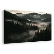 Slika megleni gorski gozdovi ob zori - 60x40