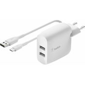 Belkin Dual USB-A Wall Charger with A-C WCE001vf1MWH