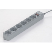 GEMBIRD - Surge Protection Power strip, 6 sockets, 3m, 16A Automatic Circuit Breaker, Power Switch, Grey