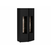 Regal Charlotte 199 Zaprte, Z vrati, MDF plošča, Iverna plošča, 180x87x47cm, Hrast, Črna