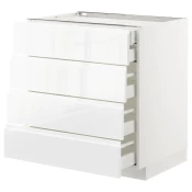 METOD / MAXIMERA Pod.ormar.4fronta/2donj/3sred.fioke, bela/Voxtorp v. sjaj bela, 80x60 cm