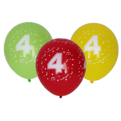 Napihljiv balon 30cm - set 5 kom, s številko 4