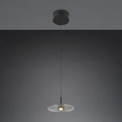 Trio Lighting LED-visoka svetilka Sirena, črna/dimno siva, O 20 cm, steklo, CCT - Dnevna soba/jedilnica - črna, dimno siva
