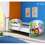 Djecji krevet ACMA s motivom, bocna bijela 180x80 cm