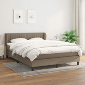 Greatstore Box spring postelja z vzmetnico taupe 140x190 cm blago