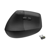 Logitech Lift Vertical for Business Left, bežicni ergonomski miš za lijevu ruku, crni