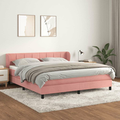 Greatstore Box spring postelja z vzmetnico roza 160x200 cm žamet
