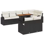 Set Vrtnih Jastučića od 9 Komada Crni Poly Rattan Acacia