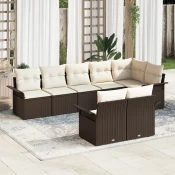 set vrtnih kauča s jastučićima smeđi Poly Rattan