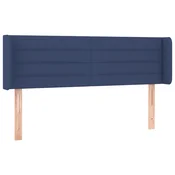 Vidaxl Vzglavje z ušesi modro 147x16x78/88 cm blago