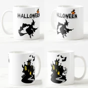 Keramicka šolja Halloween, 330ml, Bela