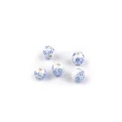 Porcelanske kroglice s cvetovi O8 mm - modre (5 kosov)