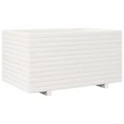 Vidaxl Vrtno cvetlično korito belo 90x60x49,5 cm trdna borovina