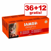 36 + 12 gratis! 48 x 85 IAMS Delights - Land & Sea u umaku