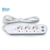 Biton Prenosna prikljucnica Gs03Ku, 3/3Met, 2 USB, TIPC